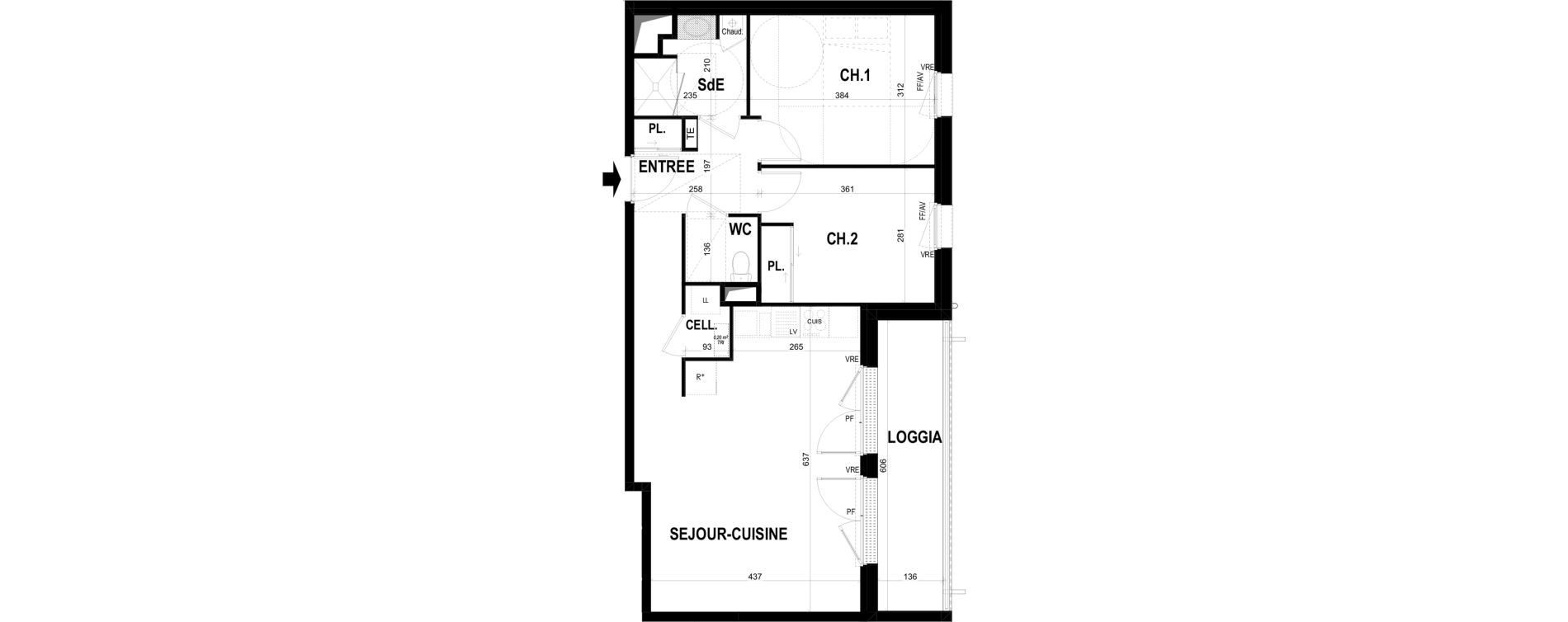 Appartement T3 de 63,85 m2 &agrave; Ch&acirc;teaugiron Centre