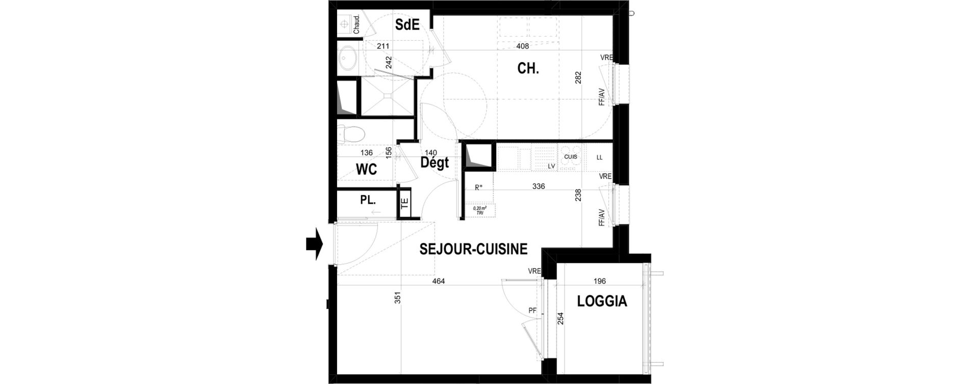 Appartement T2 de 44,29 m2 &agrave; Ch&acirc;teaugiron Centre
