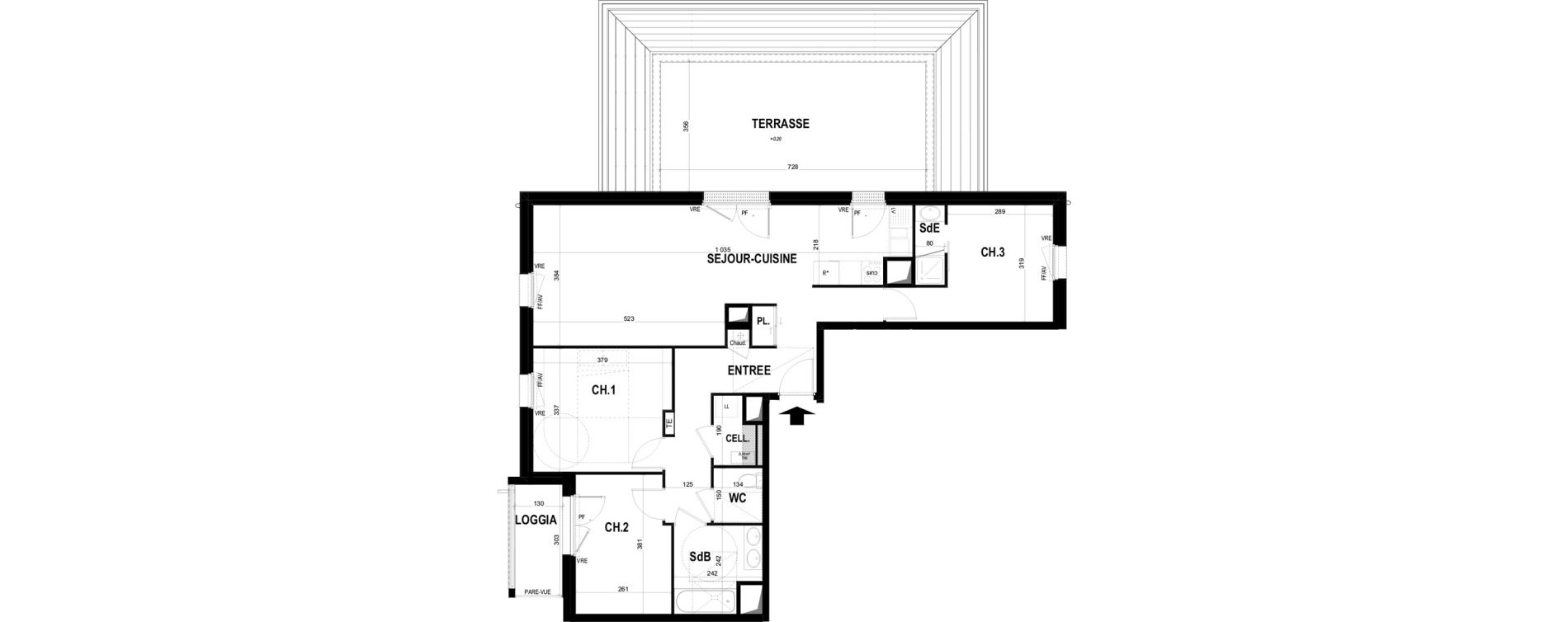 Appartement T4 de 88,36 m2 &agrave; Ch&acirc;teaugiron Centre