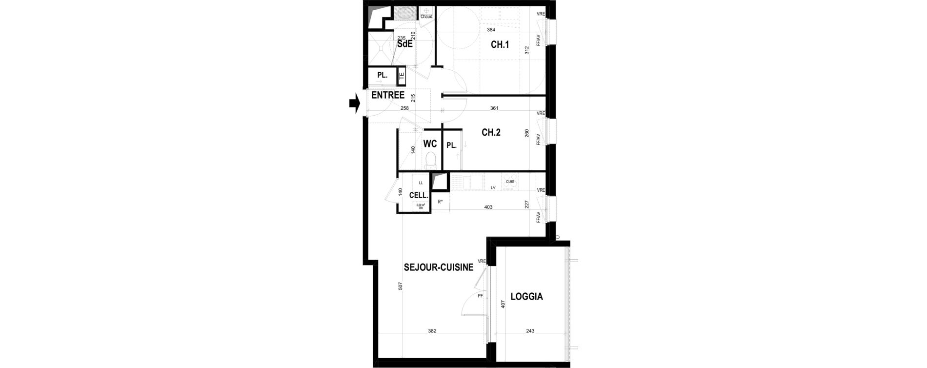 Appartement T3 de 64,17 m2 &agrave; Ch&acirc;teaugiron Centre