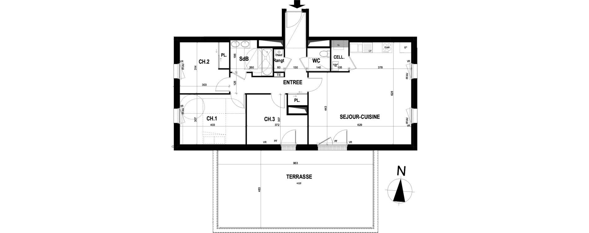 Appartement T4 de 87,20 m2 &agrave; Ch&acirc;teaugiron Centre