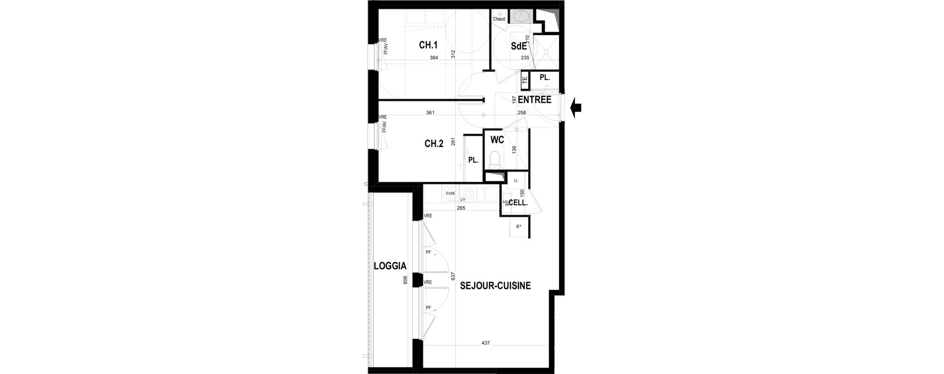 Appartement T3 de 63,85 m2 &agrave; Ch&acirc;teaugiron Centre