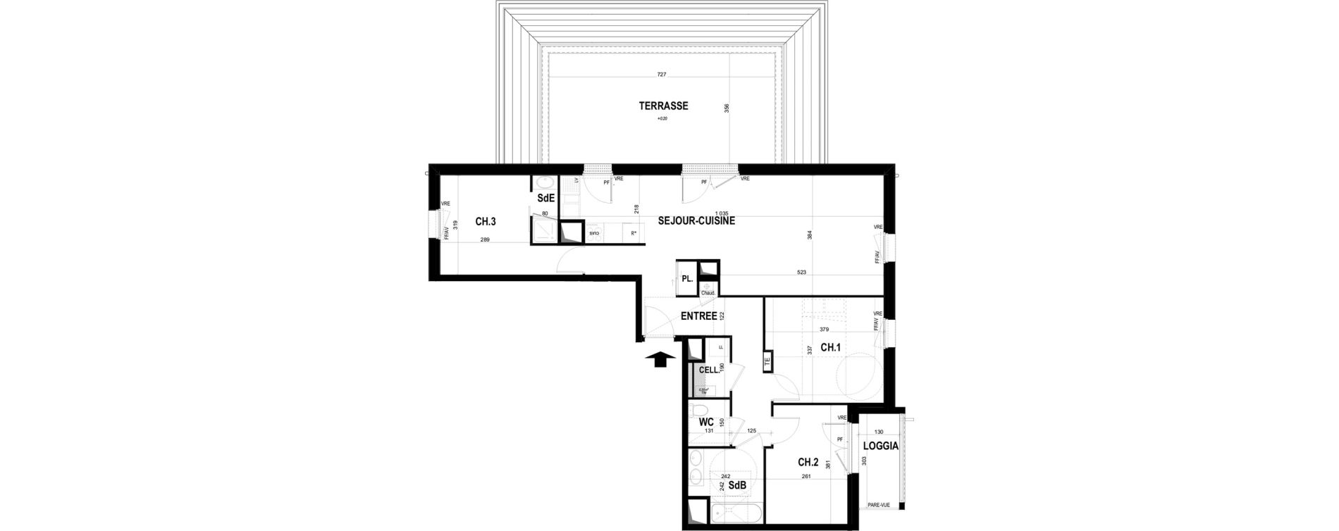 Appartement T4 de 88,35 m2 &agrave; Ch&acirc;teaugiron Centre