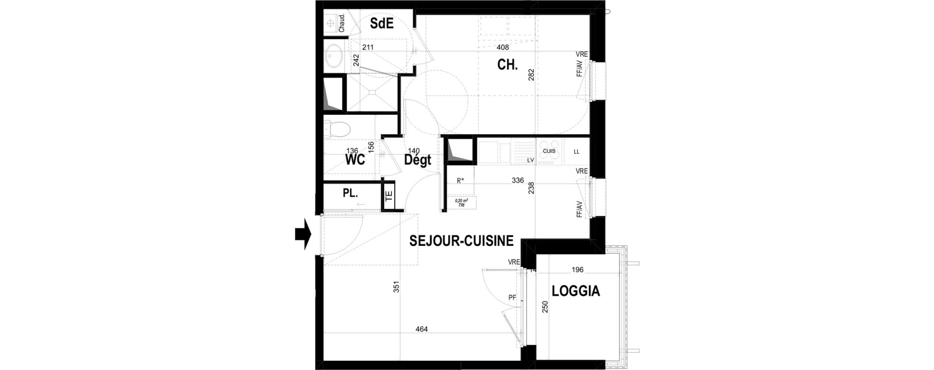 Appartement T2 de 44,29 m2 &agrave; Ch&acirc;teaugiron Centre