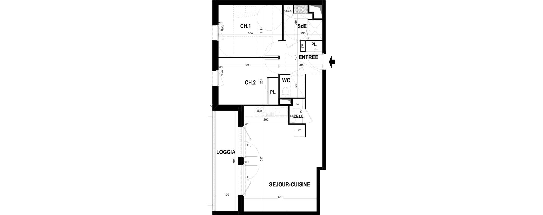 Appartement T3 de 63,85 m2 &agrave; Ch&acirc;teaugiron Centre