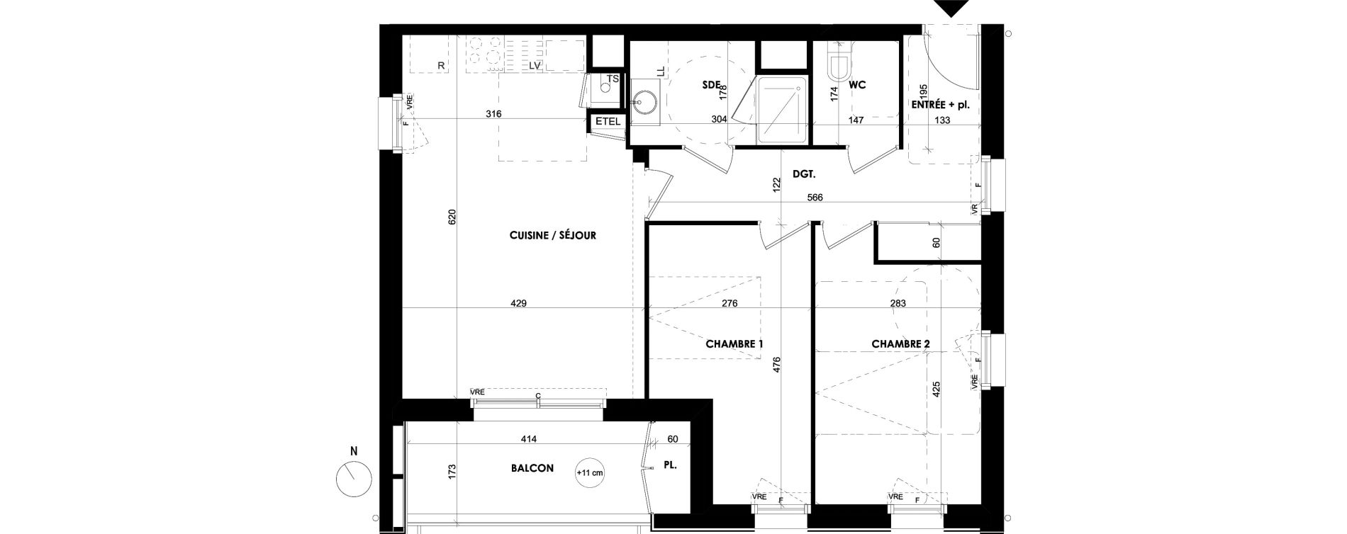 Appartement T3 de 65,50 m2 &agrave; Chevaign&eacute; Centre