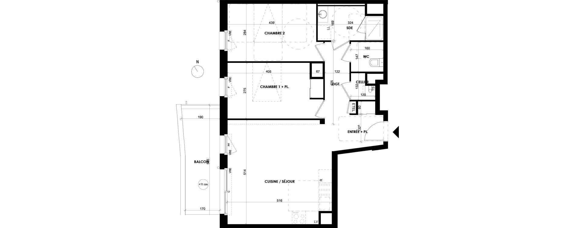 Appartement T3 de 68,65 m2 &agrave; Chevaign&eacute; Centre
