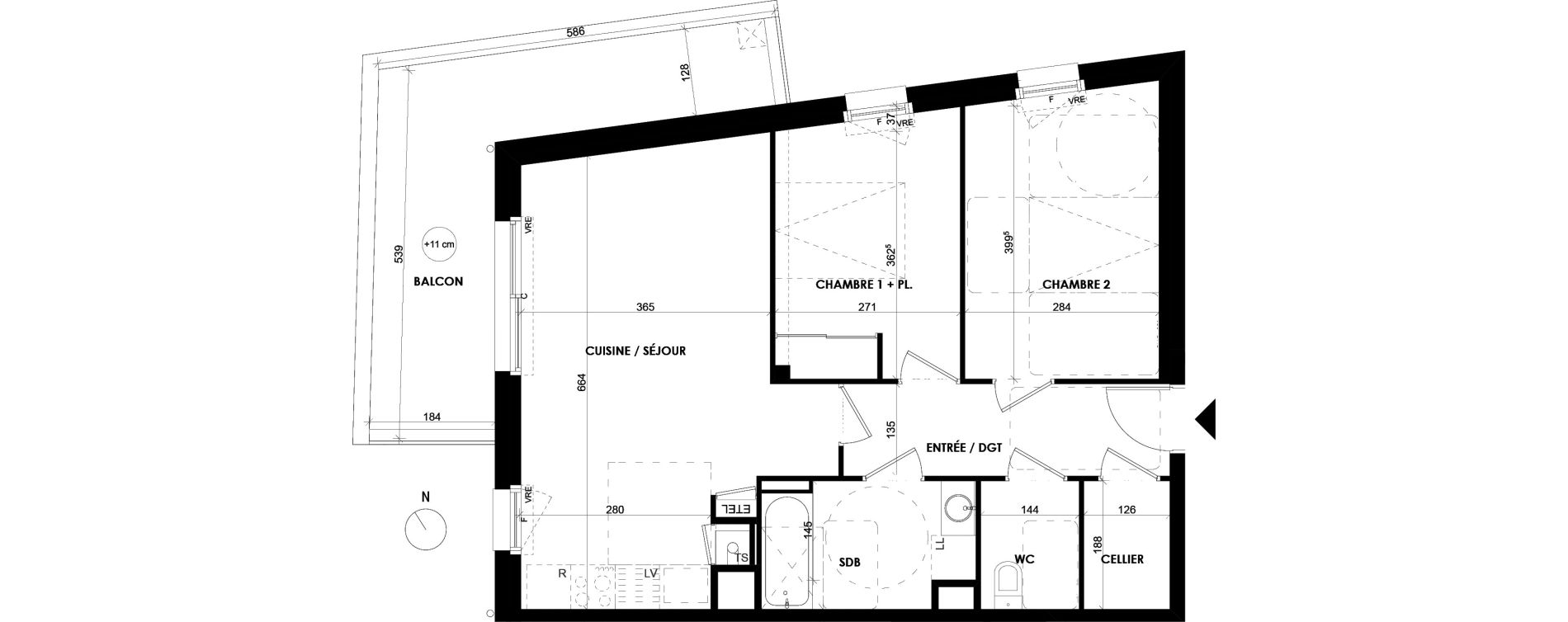 Appartement T3 de 62,65 m2 &agrave; Chevaign&eacute; Centre