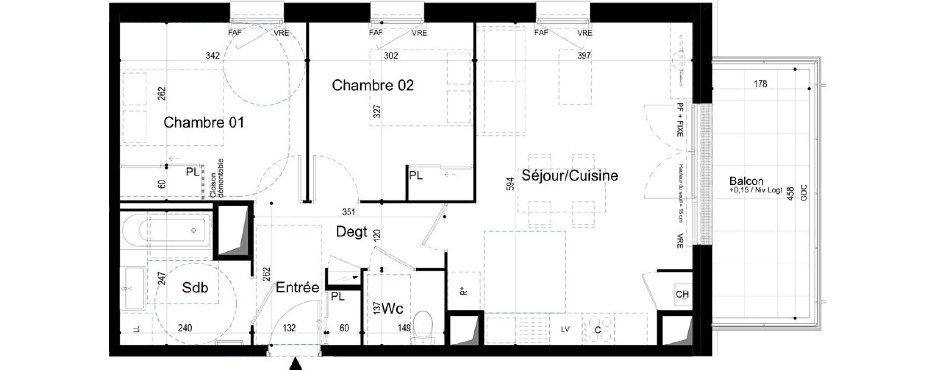 Appartement T3 de 59,15 m2 &agrave; Combourg Centre