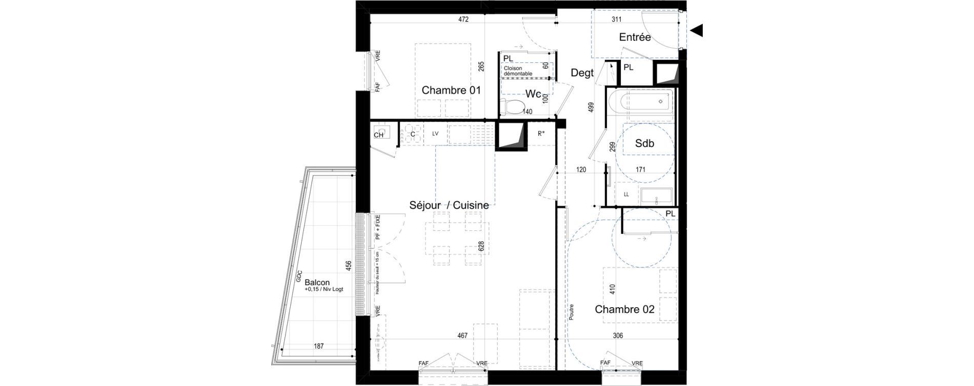 Appartement T3 de 67,40 m2 &agrave; Combourg Centre
