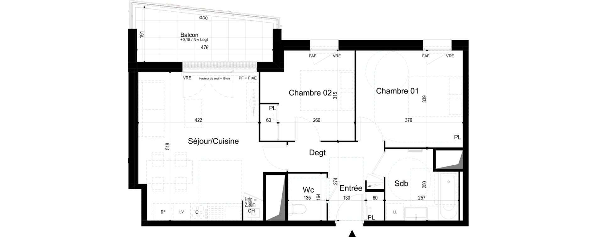 Appartement T3 de 59,35 m2 &agrave; Combourg Centre