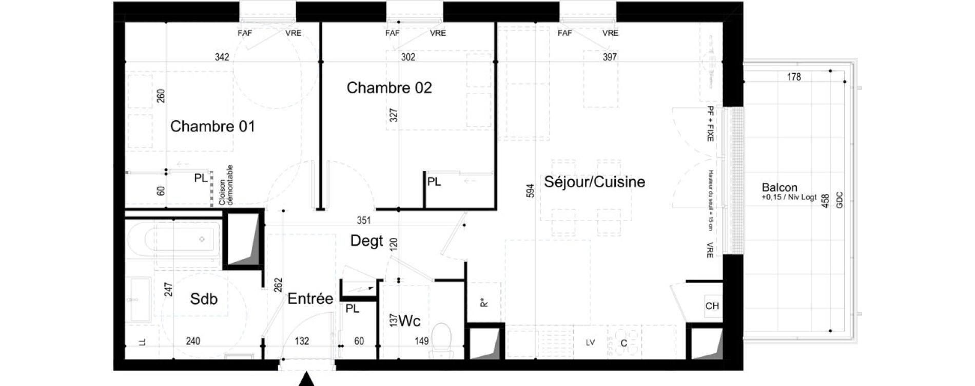 Appartement T3 de 59,17 m2 &agrave; Combourg Centre