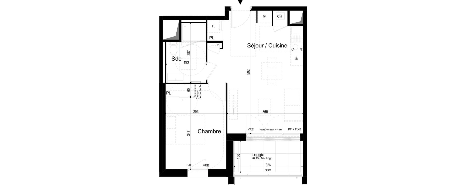 Appartement T2 de 40,50 m2 &agrave; Combourg Centre