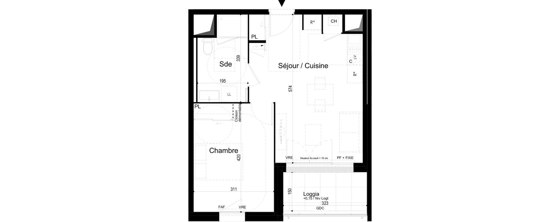Appartement T2 de 40,87 m2 &agrave; Combourg Centre