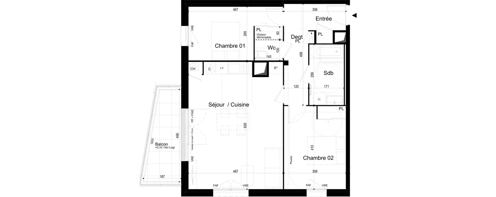 Appartement T3 de 67,39 m2 &agrave; Combourg Centre