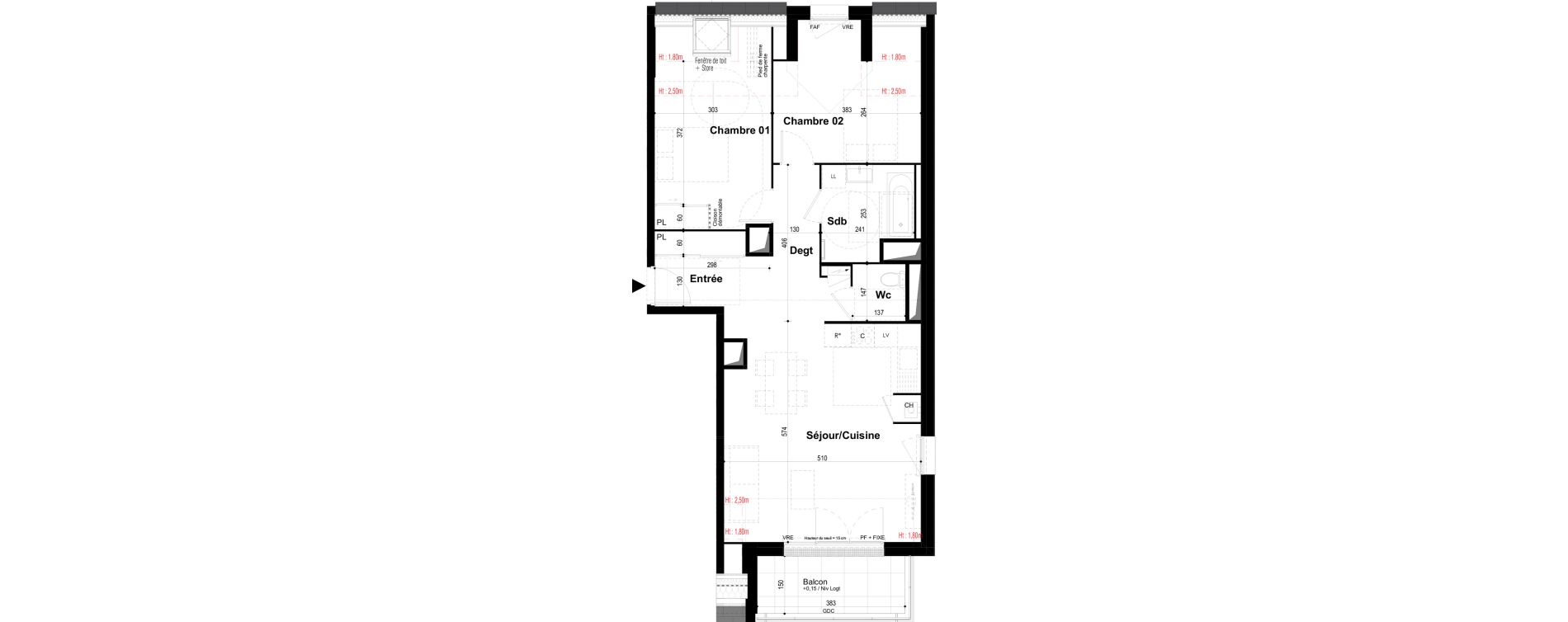 Appartement T3 de 72,86 m2 &agrave; Combourg Centre