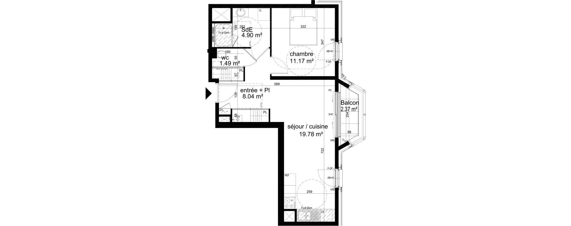 Appartement T2 de 45,38 m2 &agrave; Dinard Newquay