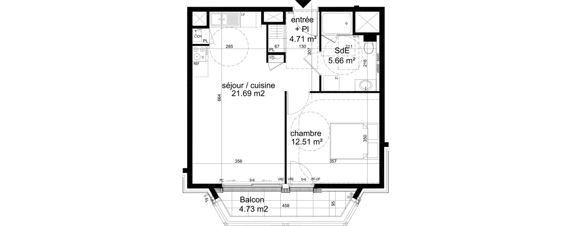 Appartement T2 de 44,57 m2 &agrave; Dinard Newquay