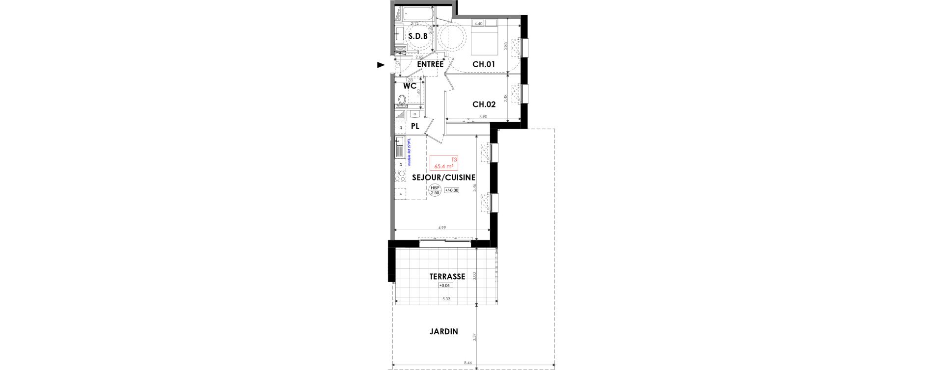Appartement T3 de 65,40 m2 &agrave; Dinard Centre
