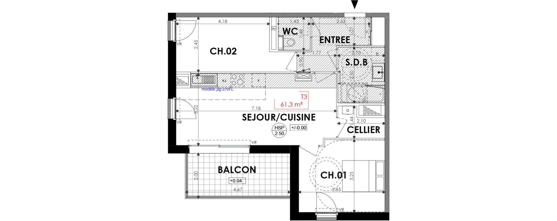 Appartement T3 de 61,30 m2 &agrave; Dinard Centre