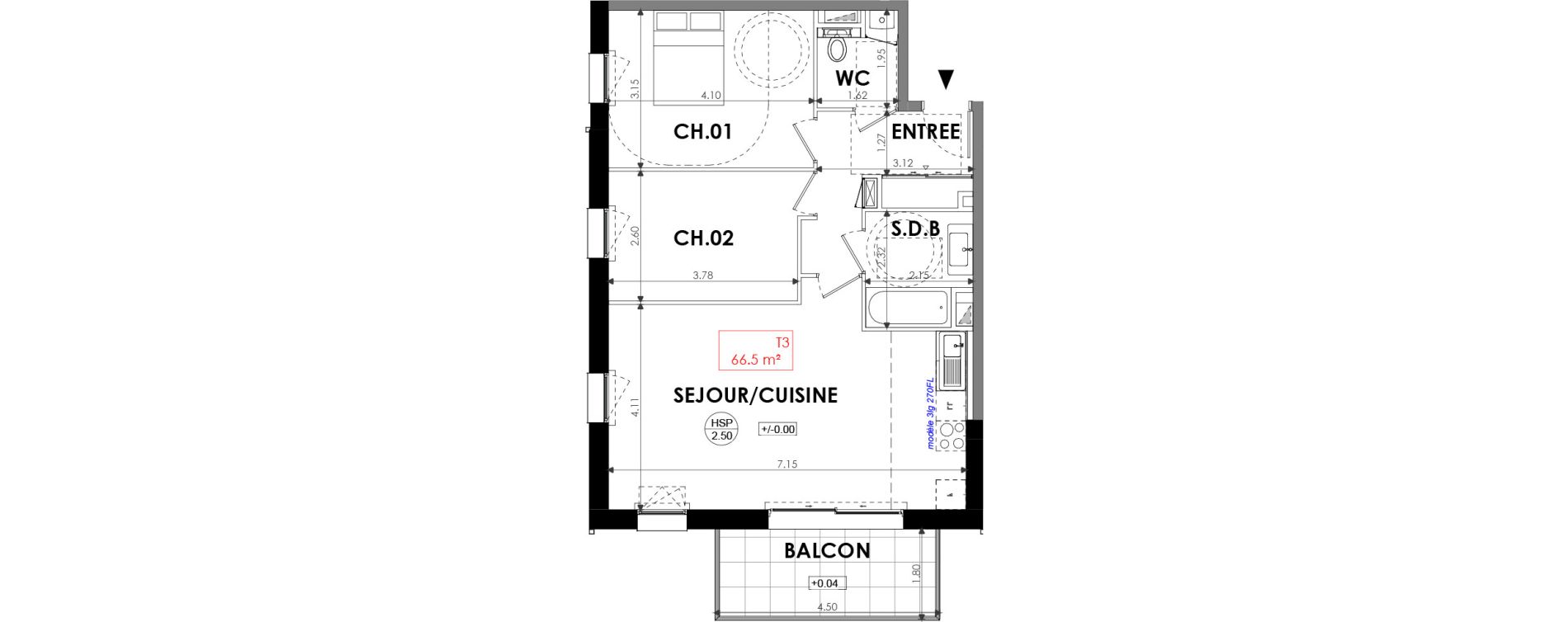 Appartement T3 de 66,50 m2 &agrave; Dinard Centre