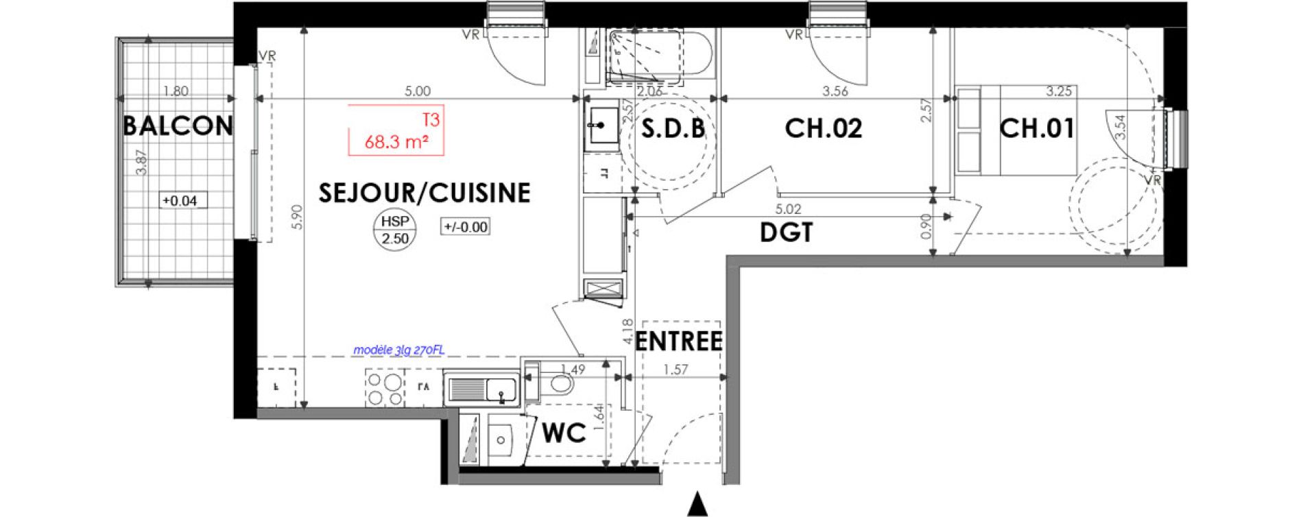Appartement T3 de 68,30 m2 &agrave; Dinard Centre