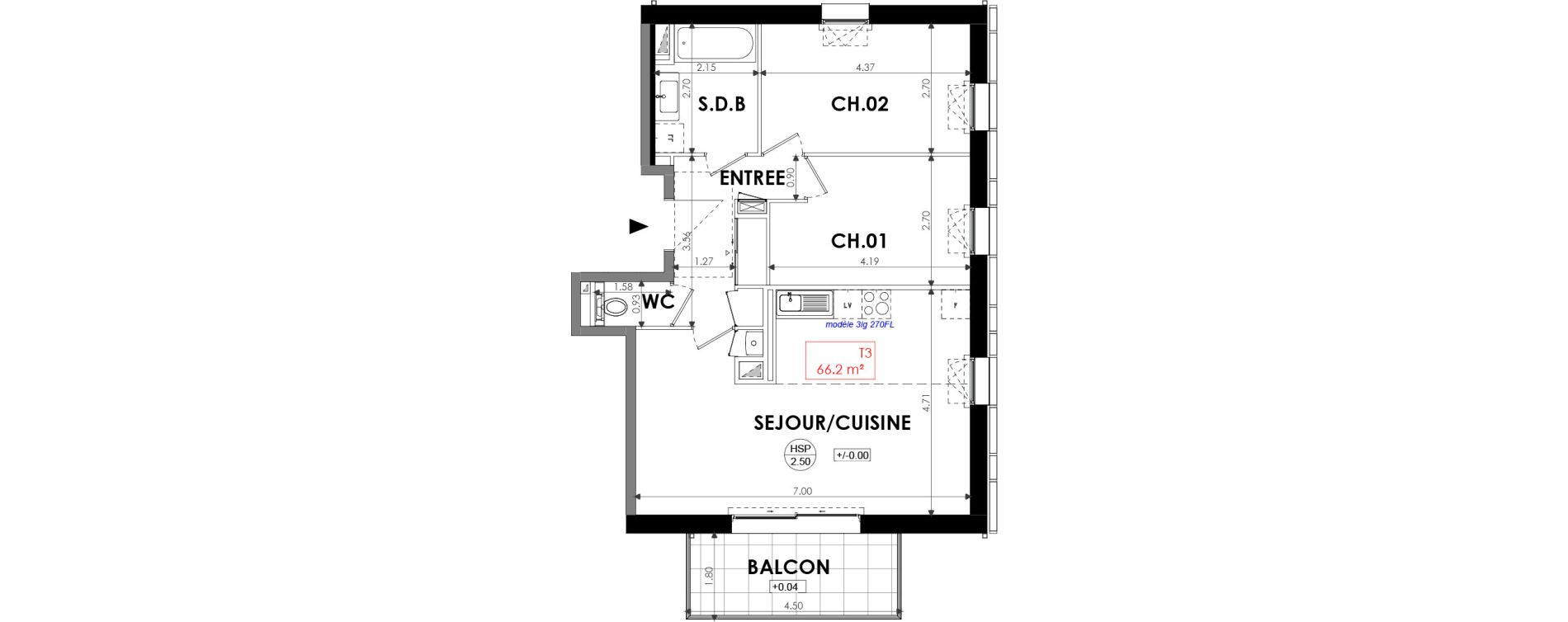 Appartement T3 de 66,20 m2 &agrave; Dinard Centre