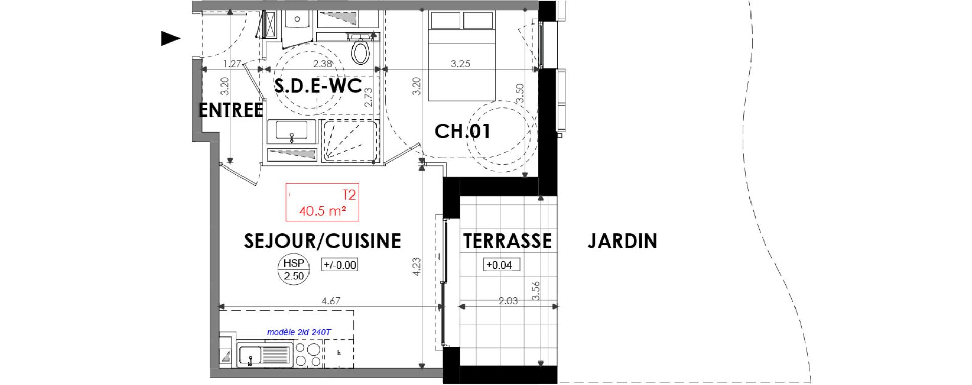 Appartement T2 de 40,50 m2 &agrave; Dinard Centre