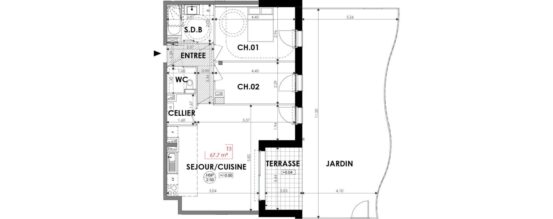 Appartement T3 de 67,70 m2 &agrave; Dinard Centre