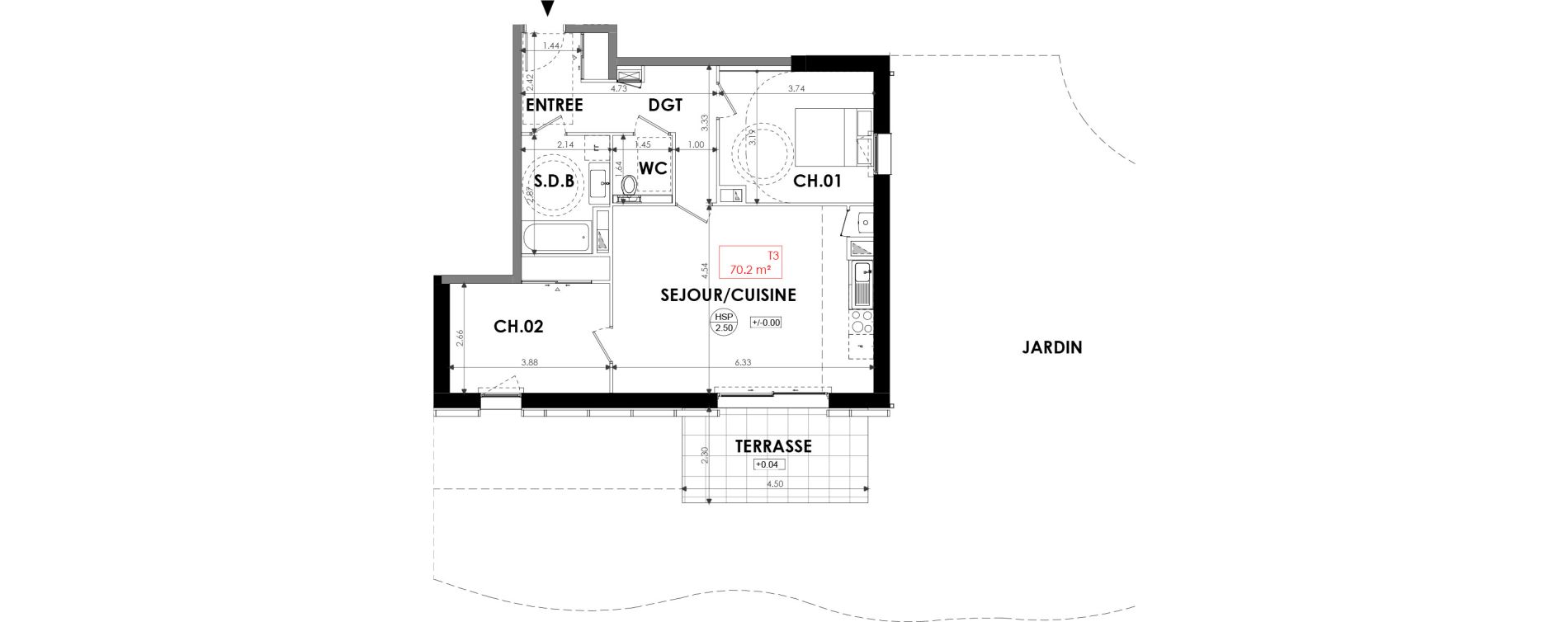 Appartement T3 de 70,20 m2 &agrave; Dinard Centre