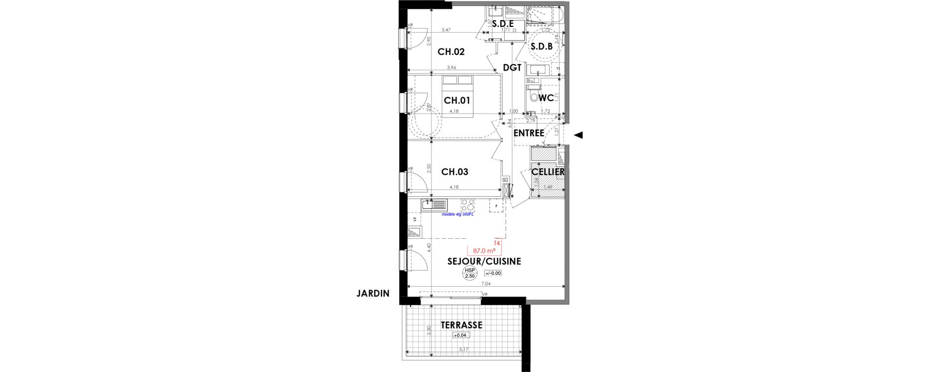 Appartement T4 de 87,00 m2 &agrave; Dinard Centre