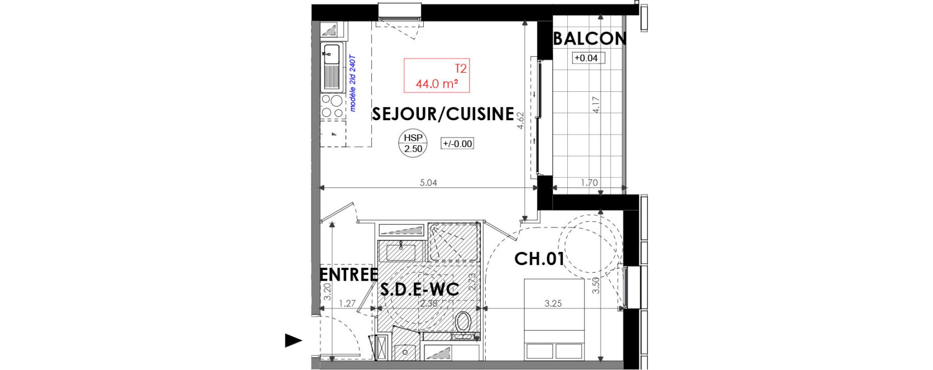 Appartement T2 de 44,00 m2 &agrave; Dinard Centre