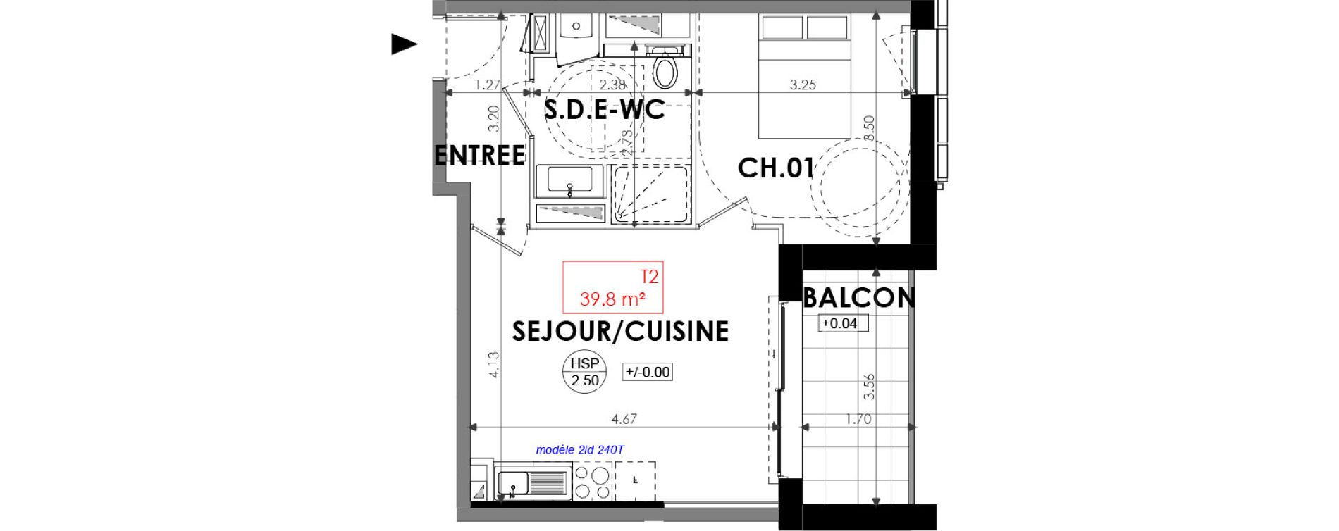 Appartement T2 de 39,80 m2 &agrave; Dinard Centre