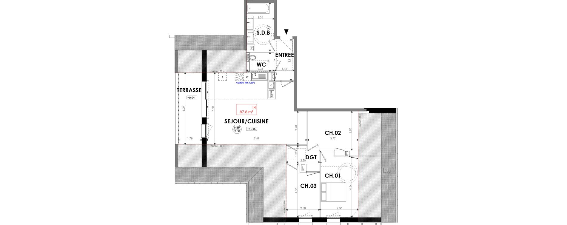 Appartement T4 de 87,80 m2 &agrave; Dinard Centre