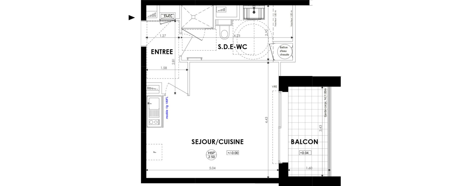 Appartement T1 de 30,30 m2 &agrave; Dinard Centre