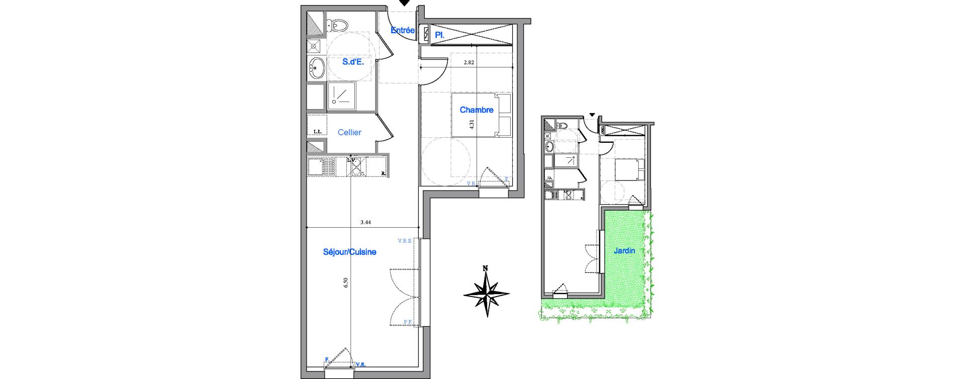 Appartement T2 de 49,44 m2 &agrave; Dinard Le prieur&eacute;