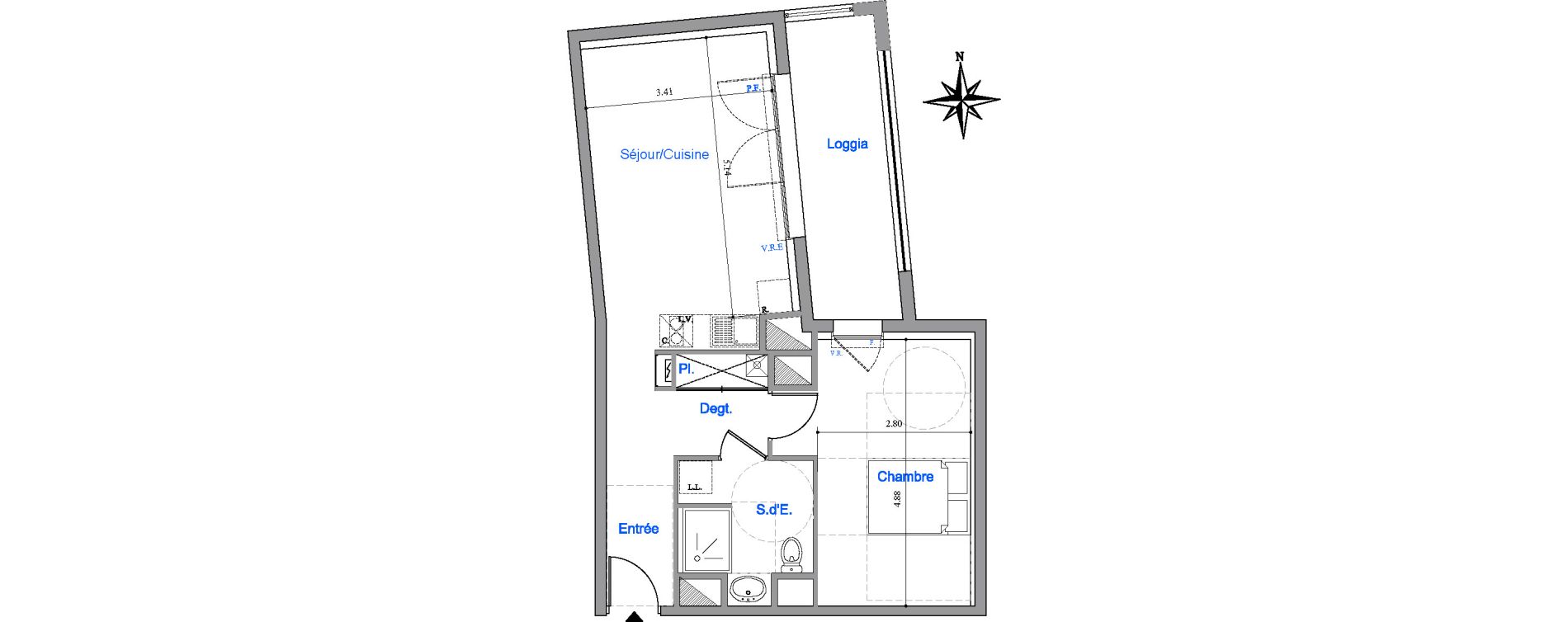 Appartement T2 de 48,02 m2 &agrave; Dinard Le prieur&eacute;