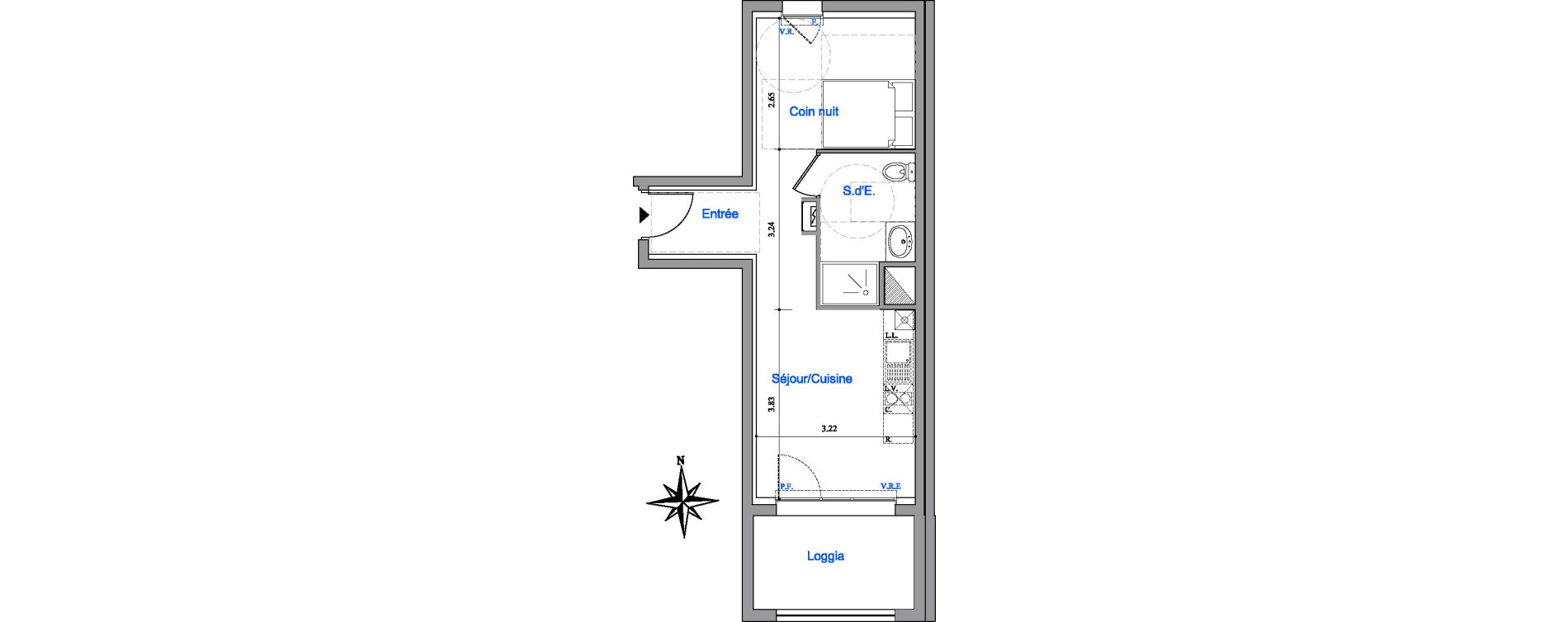 Appartement T1 bis de 32,91 m2 &agrave; Dinard Le prieur&eacute;