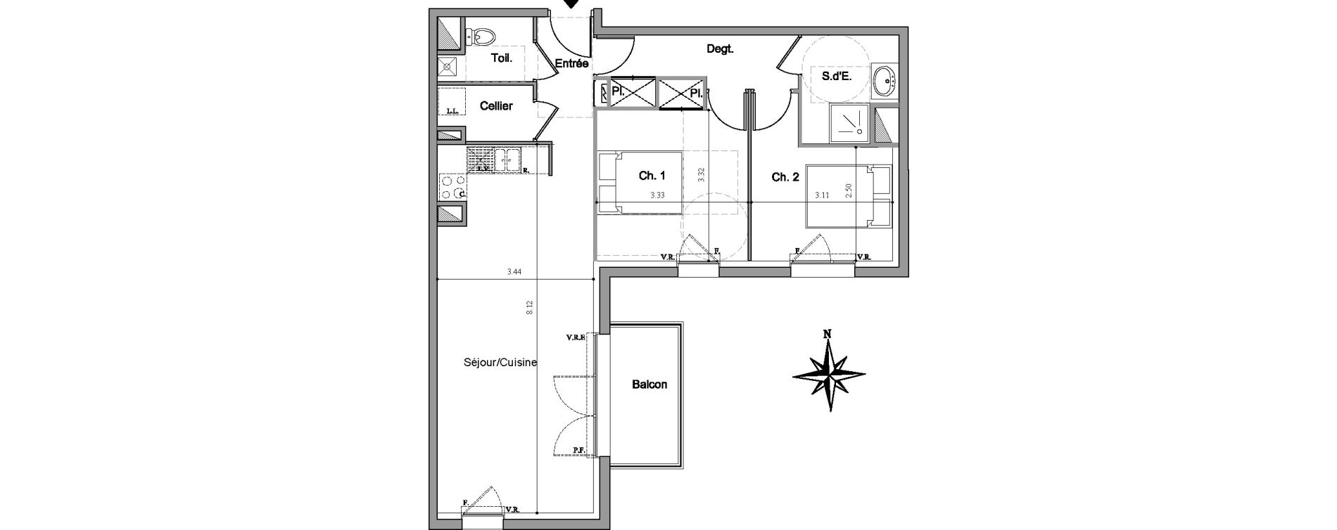 Appartement T3 de 66,55 m2 &agrave; Dinard Le prieur&eacute;