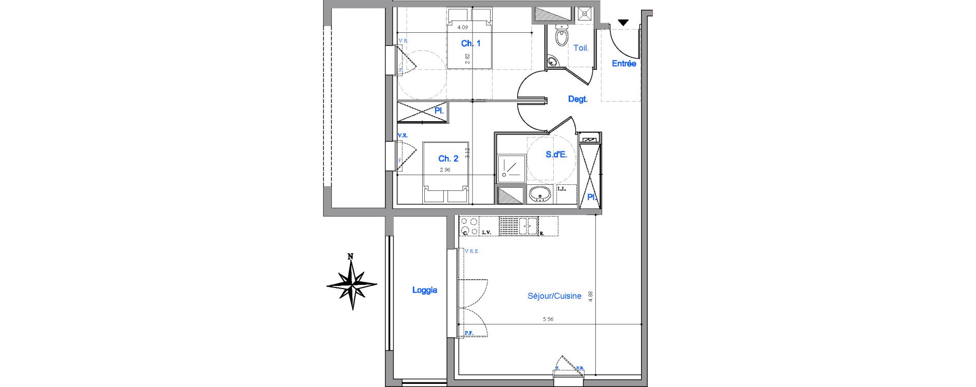 Appartement T3 de 68,32 m2 &agrave; Dinard Le prieur&eacute;
