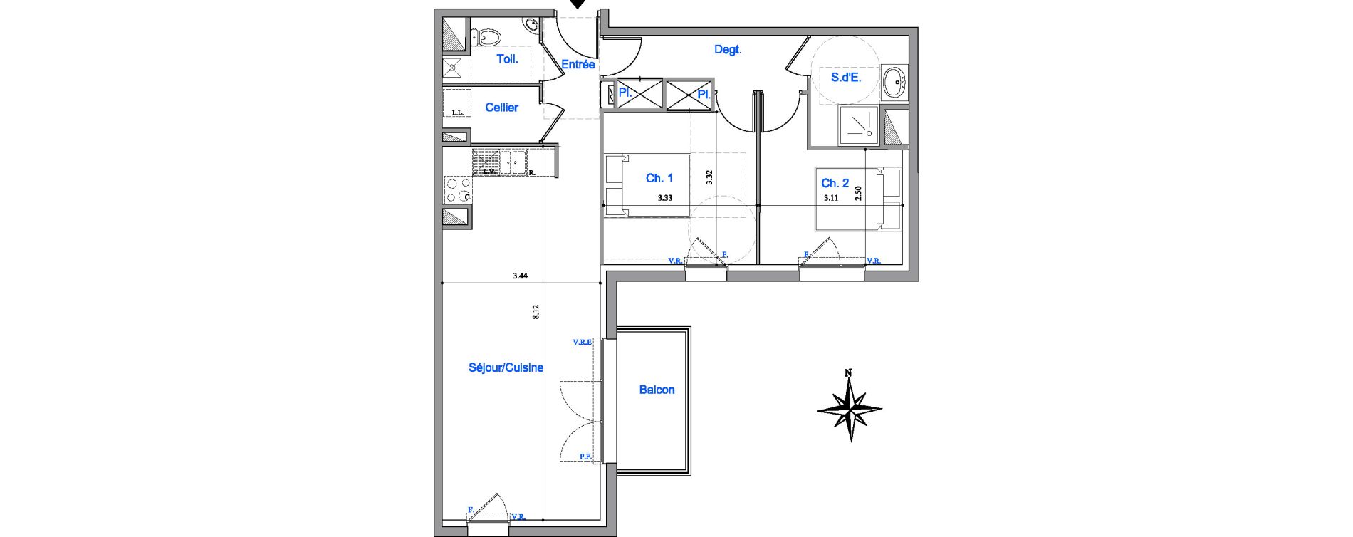 Appartement T3 de 66,55 m2 &agrave; Dinard Le prieur&eacute;