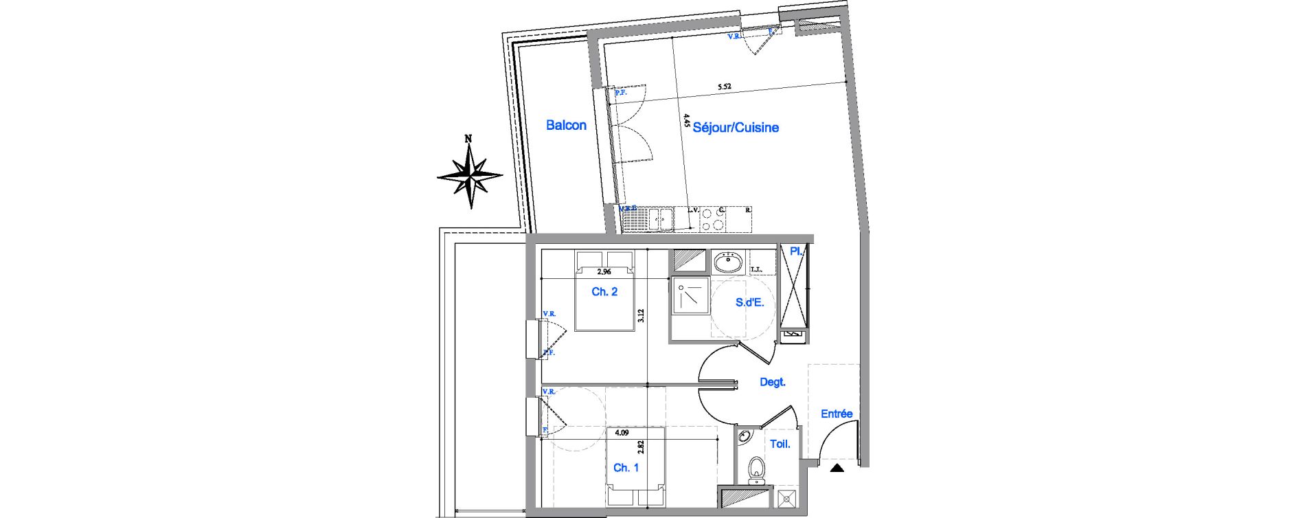 Appartement T3 de 66,14 m2 &agrave; Dinard Le prieur&eacute;