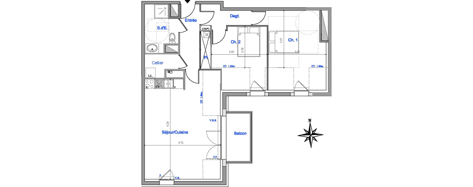 Appartement T3 de 68,96 m2 &agrave; Dinard Le prieur&eacute;