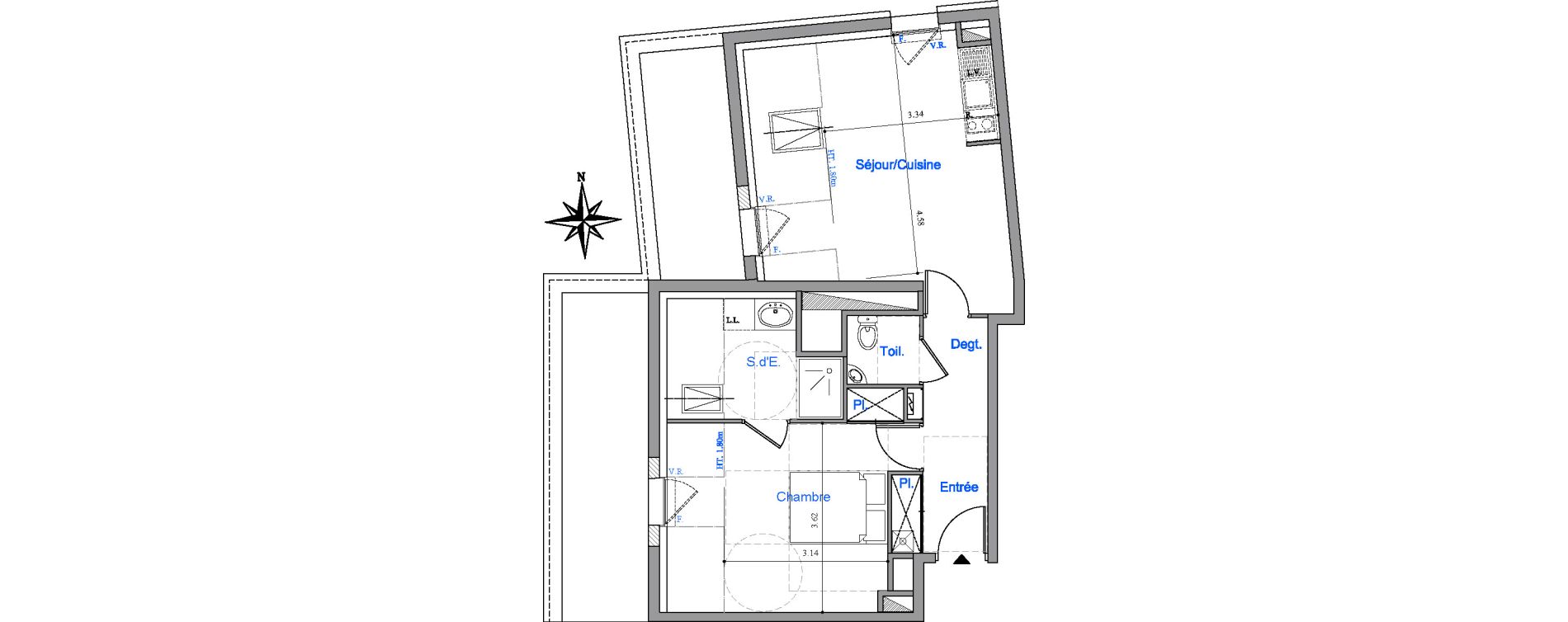 Appartement T2 de 44,28 m2 &agrave; Dinard Le prieur&eacute;