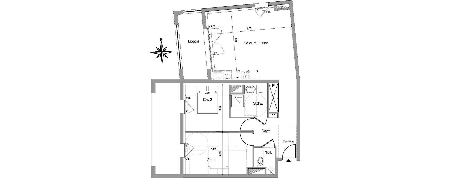 Appartement T3 de 66,14 m2 &agrave; Dinard Le prieur&eacute;