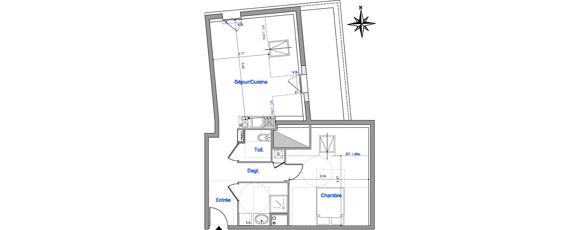 Appartement T2 de 46,09 m2 &agrave; Dinard Le prieur&eacute;