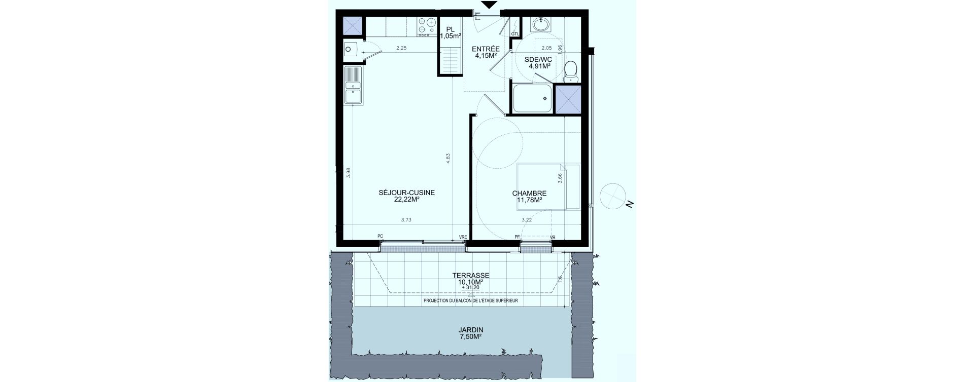 Appartement T2 de 44,11 m2 &agrave; Dinard Dinard centre ville