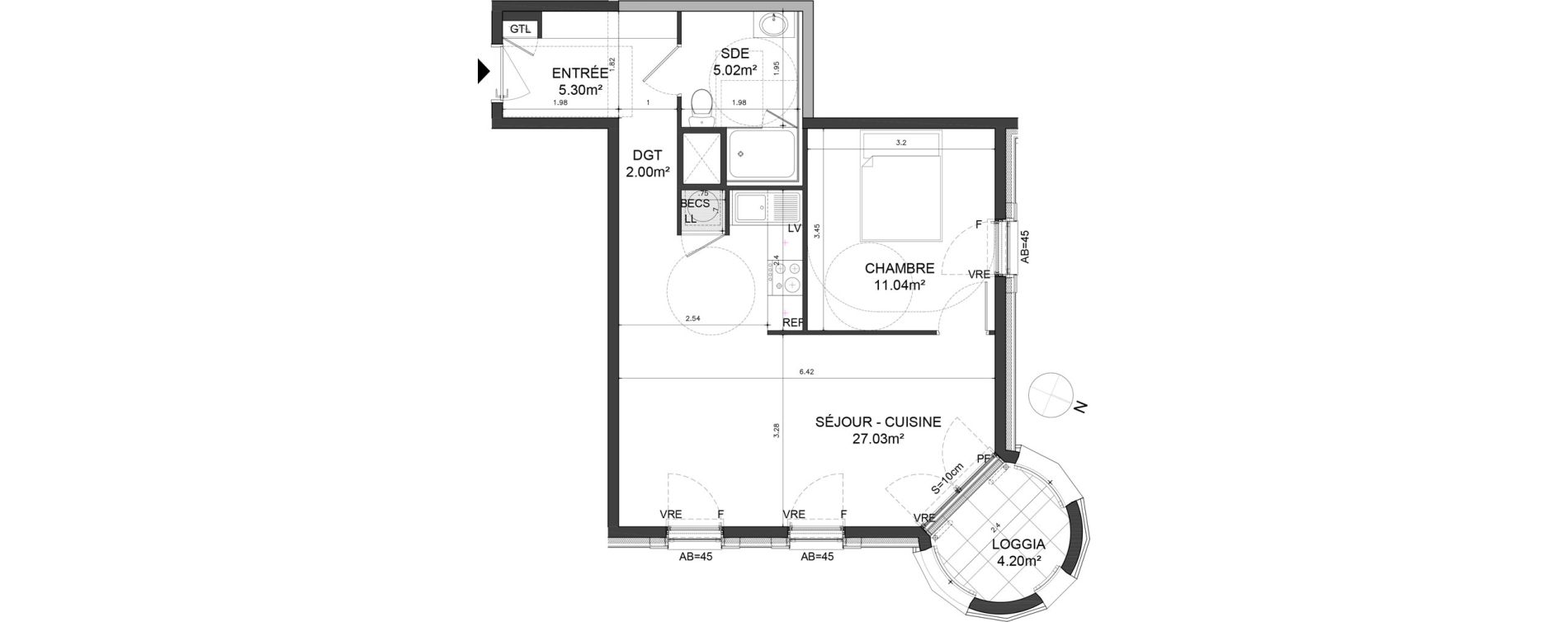 Appartement T2 de 50,39 m2 &agrave; Dinard Centre ville