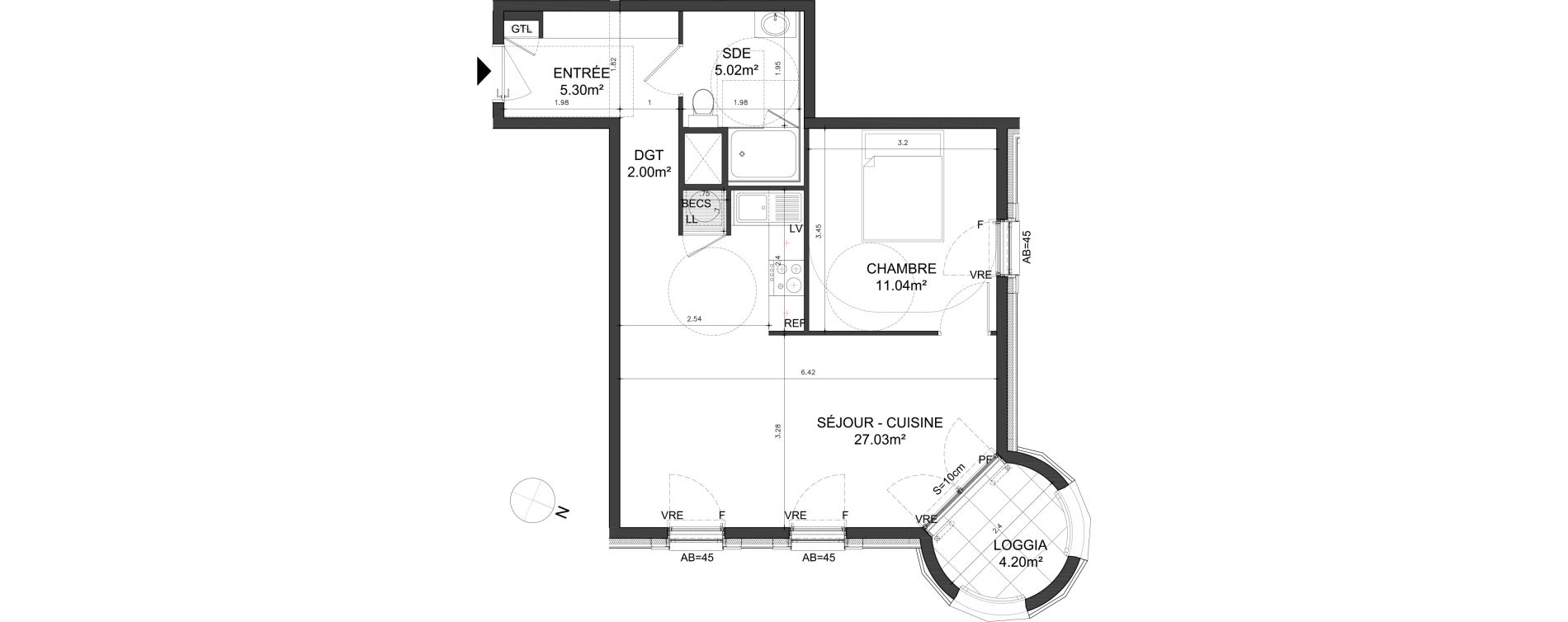 Appartement T2 de 50,39 m2 &agrave; Dinard Centre ville
