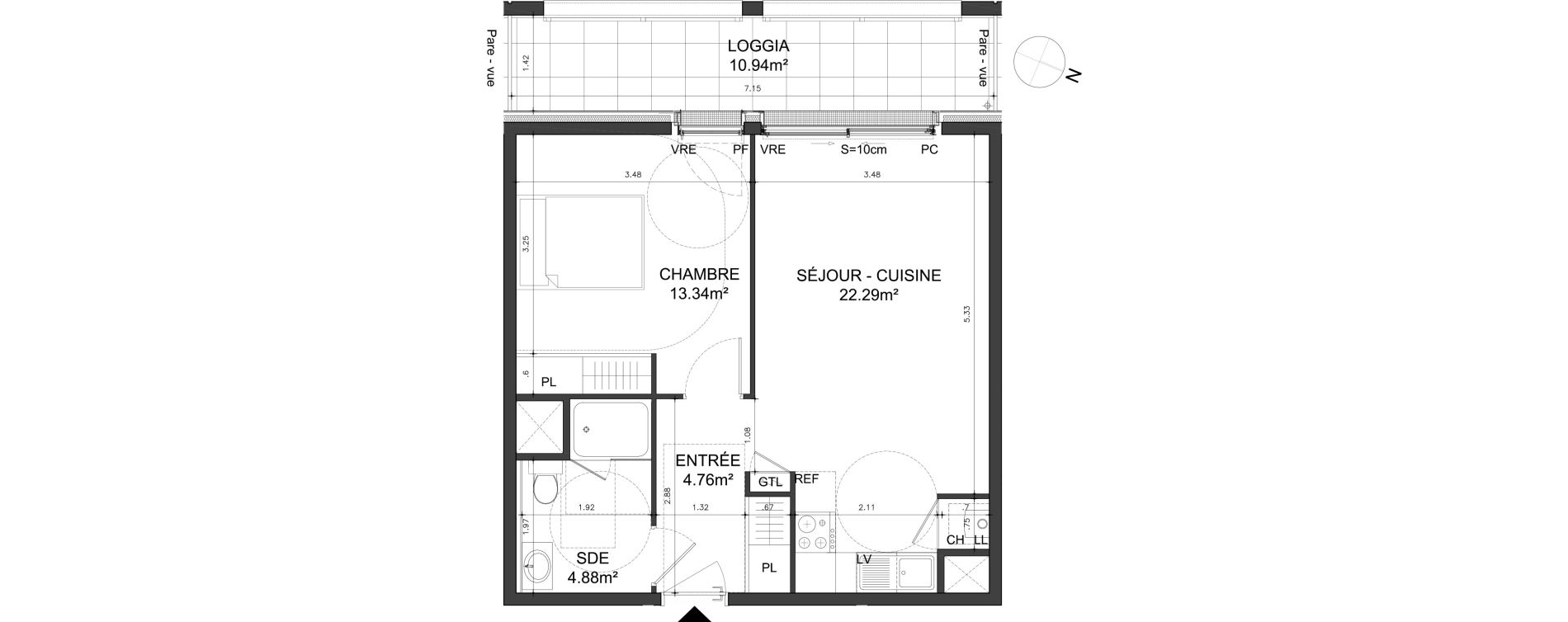 Appartement T2 de 45,27 m2 &agrave; Dinard Centre ville